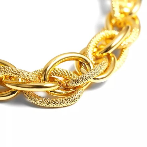 Chunky Choker Necklace - Party Cuban Link Chain Double O Link Necklaces Hip-hop - Picture 10 of 12